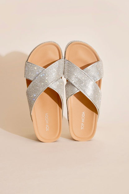 Unicorn Glitter Rhinestone Platform Slides