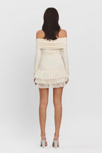 Cynthia Foldover Off Shoulder Sleeve Ruffle Hem Mini Dress