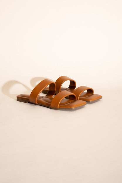 Leila Double Strap Square Toe Slide Sandals