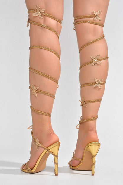 Fairytales Diamante Wrap Around Stiletto High Heels