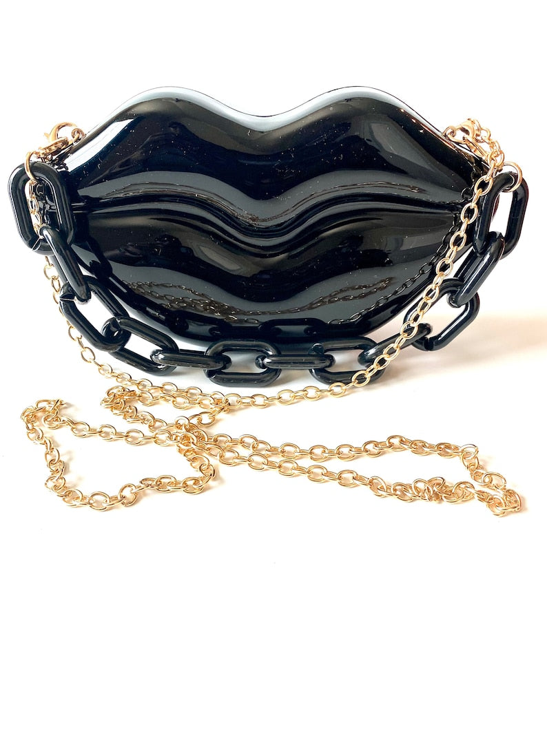 XOXO Acrylic Hard Case Lips Clutch Bag