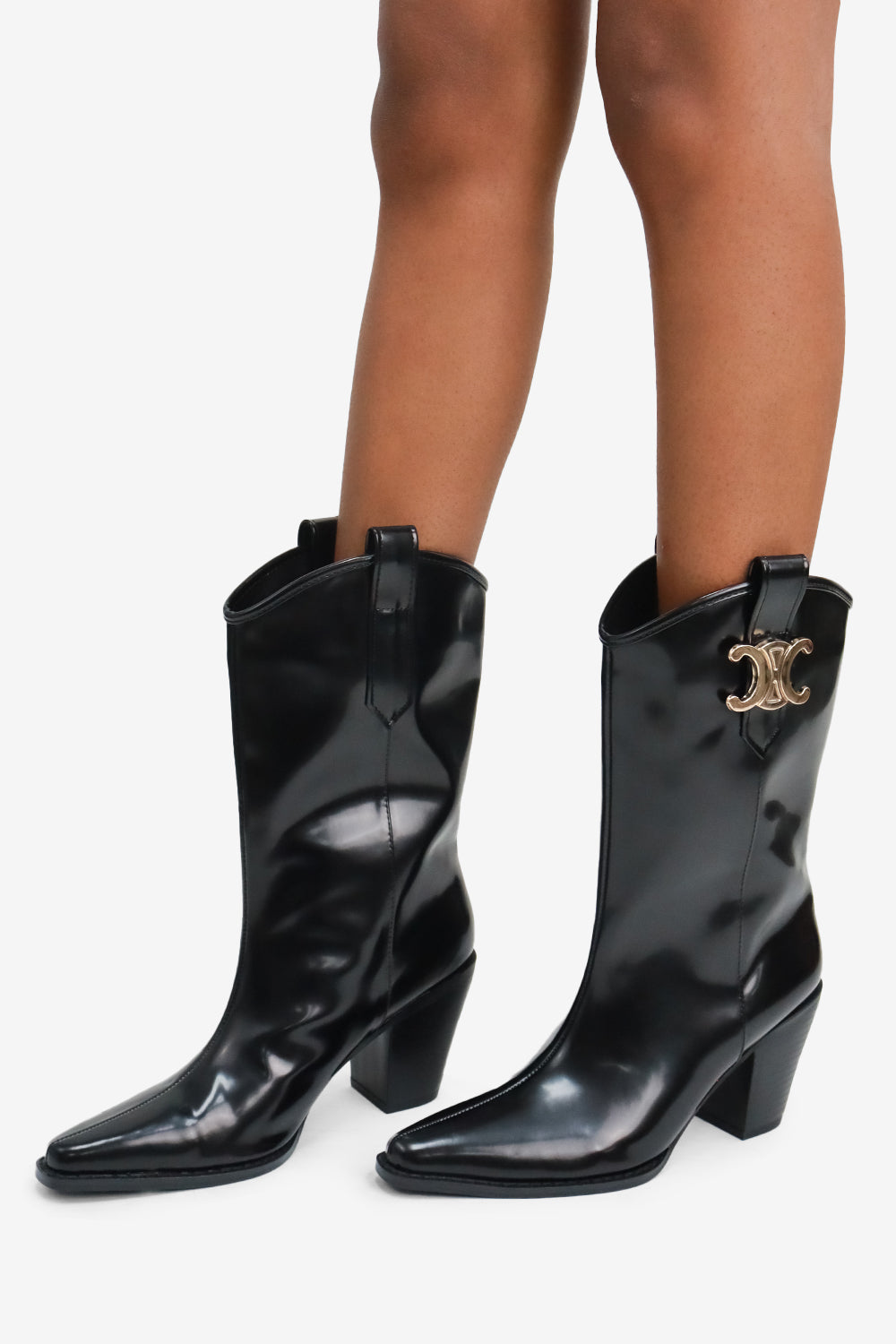 Sanaah Pointed Toe Chunky Heel Mid Calf Boots