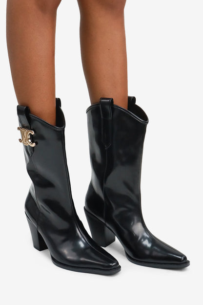Sanaah Pointed Toe Chunky Heel Mid Calf Boots