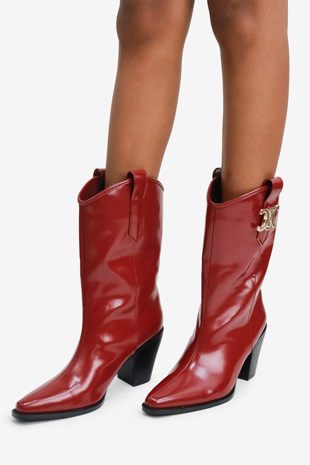 Sanaah Pointed Toe Chunky Heel Mid Calf Boots