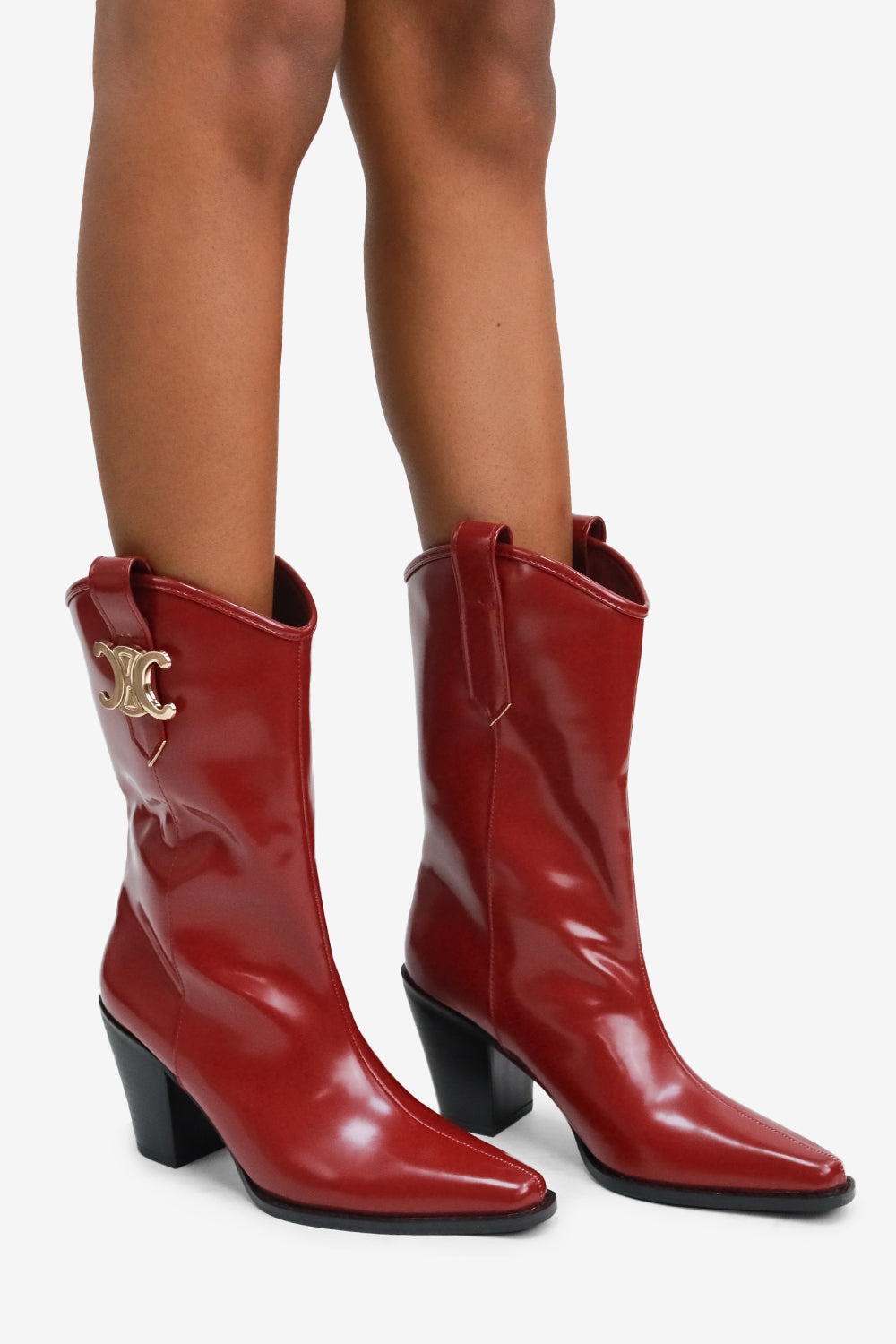 Sanaah Pointed Toe Chunky Heel Mid Calf Boots
