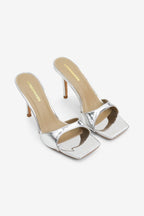 Carolina Square Toe Patent Slip On Mid Heel Mules
