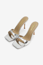 Carolina Square Toe Patent Slip On Mid Heel Mules
