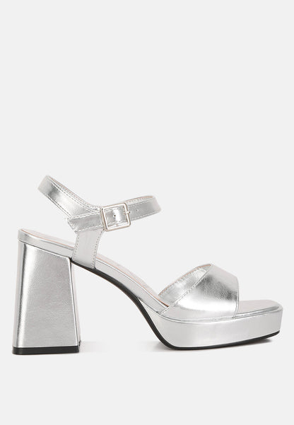 Lofty Metallic Raffia Platform High Heel Sandals