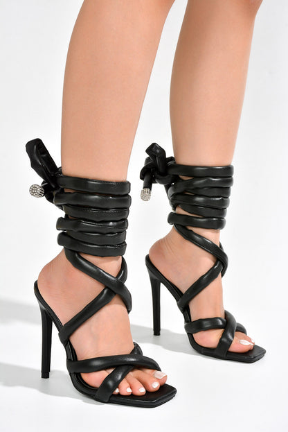 Fayella Lace Up Square Toe Heels