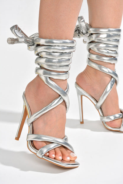 Fayella Lace Up Square Toe Heels