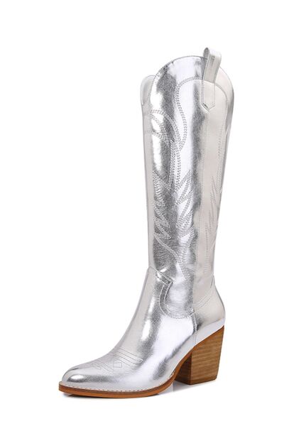 Cosmic Glow Metallic Knee High Cowboy Boots