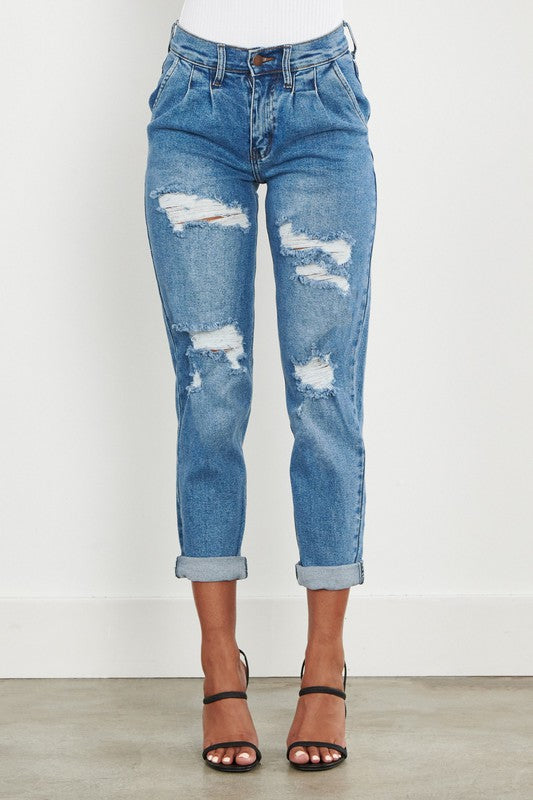 On Your Side High Waisted Boyfriend Jeans