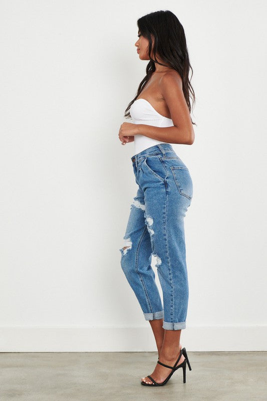 On Your Side High Waisted Boyfriend Jeans