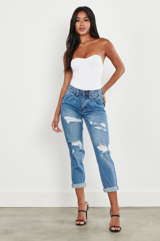 On Your Side High Waisted Boyfriend Jeans