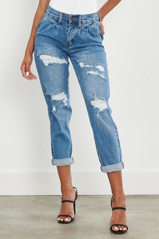 On Your Side High Waisted Boyfriend Jeans