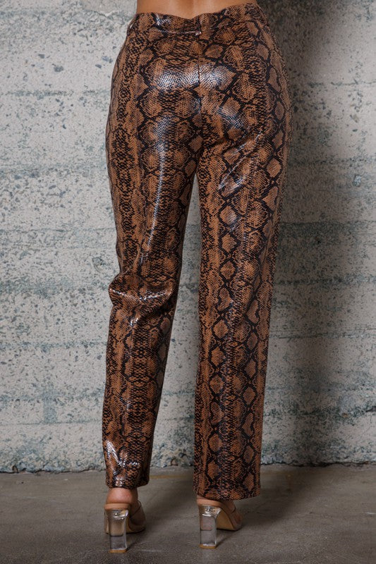 Iconic Snake Print Faux Leather Pants