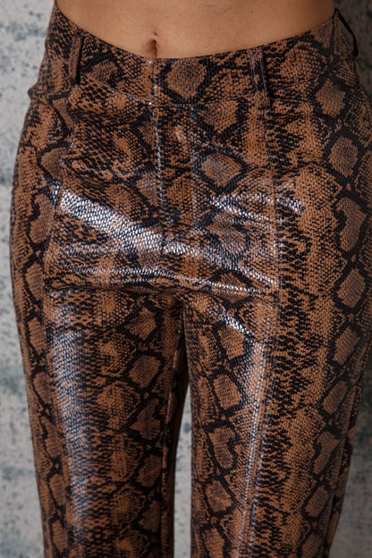 Iconic Snake Print Faux Leather Pants