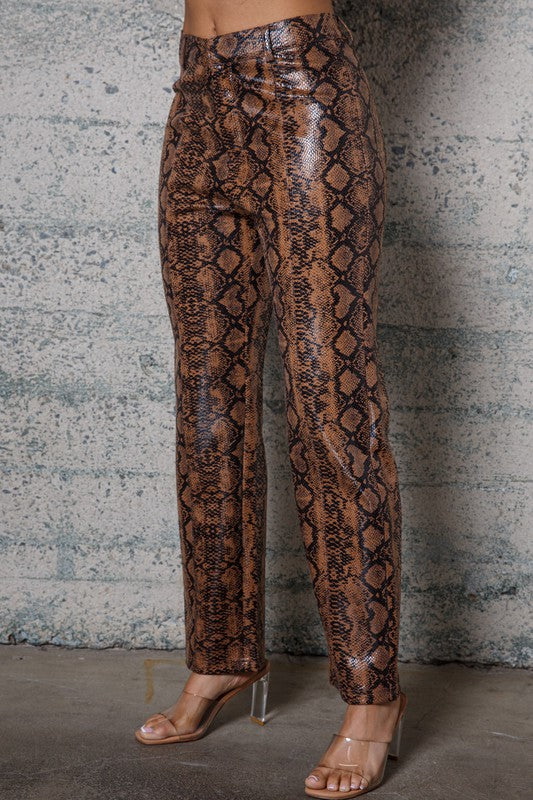 Iconic Snake Print Faux Leather Pants