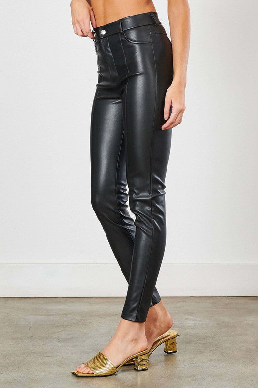 Showtime High Waist Faux Leather Skinny Pants