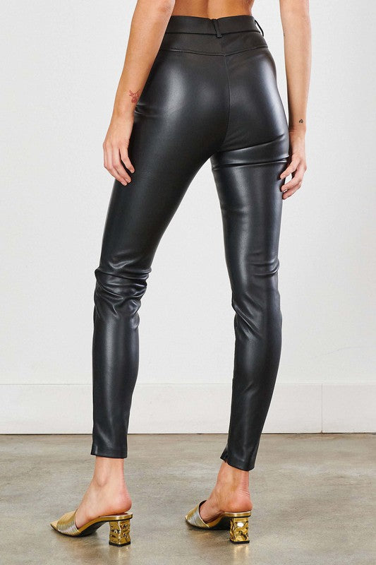 Showtime High Waist Faux Leather Skinny Pants