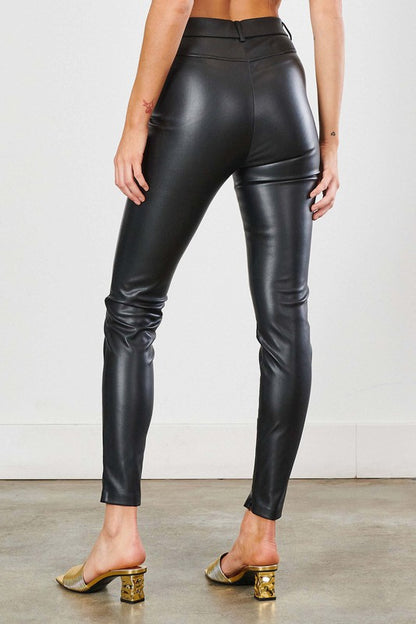 Showtime High Waist Faux Leather Skinny Pants