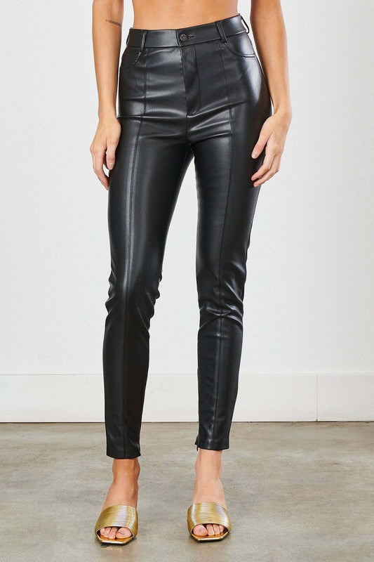 Showtime High Waist Faux Leather Skinny Pants