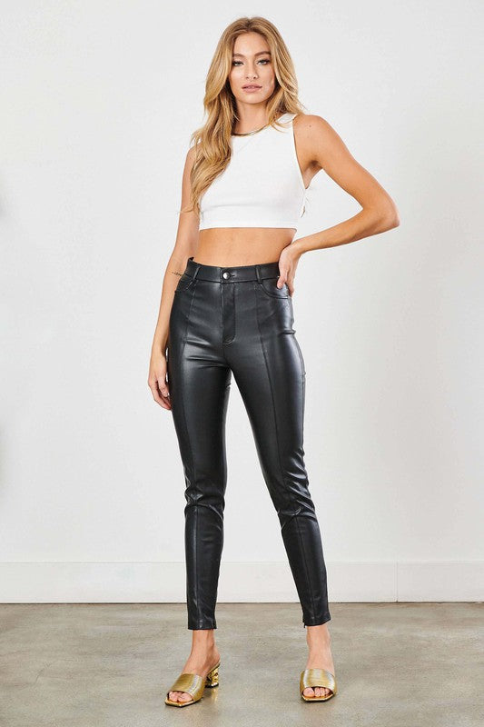 Showtime High Waist Faux Leather Skinny Pants