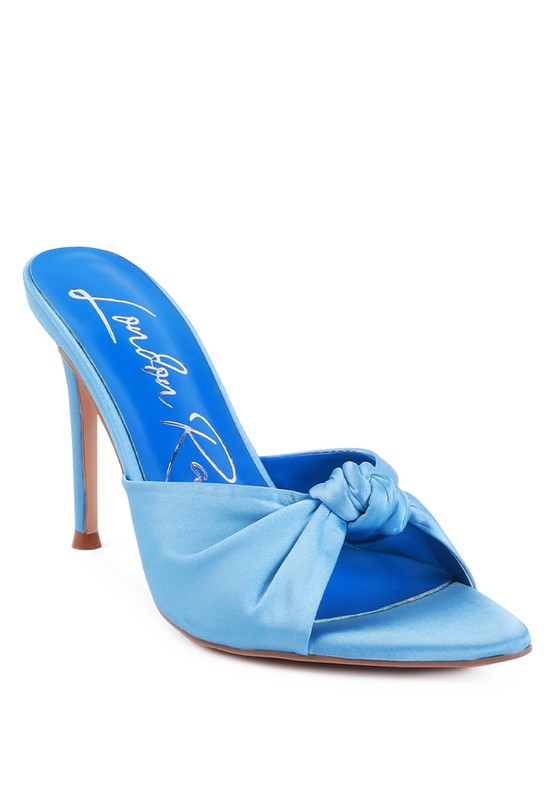 Bowie Satin Knot Pointed Toe Mule Heels