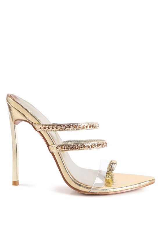 Glamorous Chain Detail Toe-ring High Heel Sandals