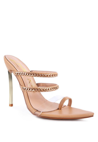 Glamorous Chain Detail Toe-ring High Heel Sandals