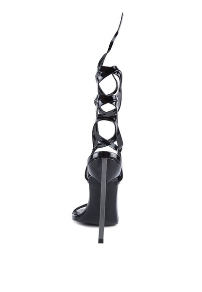 Runway Wraparound Pointed Toe High Heel Sandals