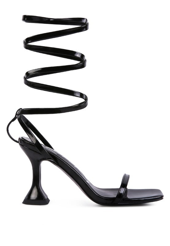 Moment Square Toe Strappy Lace Up Sculptured Heels