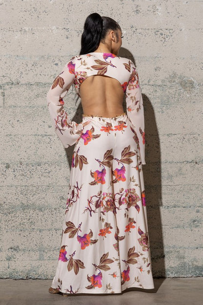 Tropical Dreams O Ring Cutout Flower Print Jumpsuit