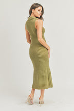 Wynona Polo Collar Sweater Knit Bodycon Midi Dress