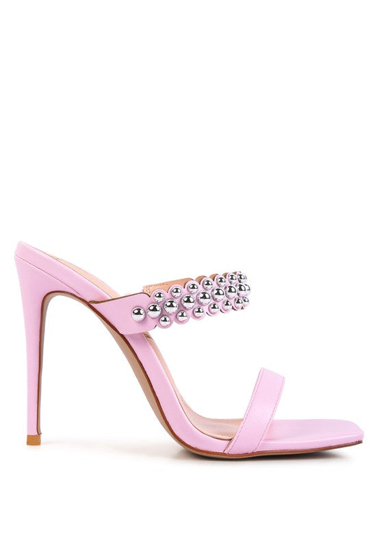 Vivi Silver Stud Embellished High Heels