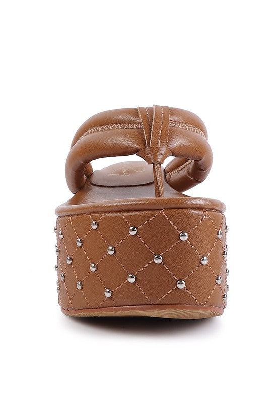 Pamela Rhinestone Quilted Platform Thong Sandals
