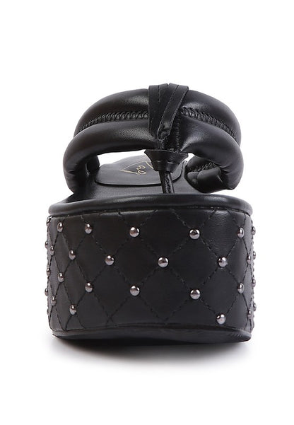 Pamela Rhinestone Quilted Platform Thong Sandals