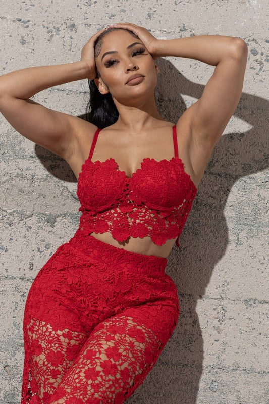 Playing Favorites Two Piece Crochet Lace Set