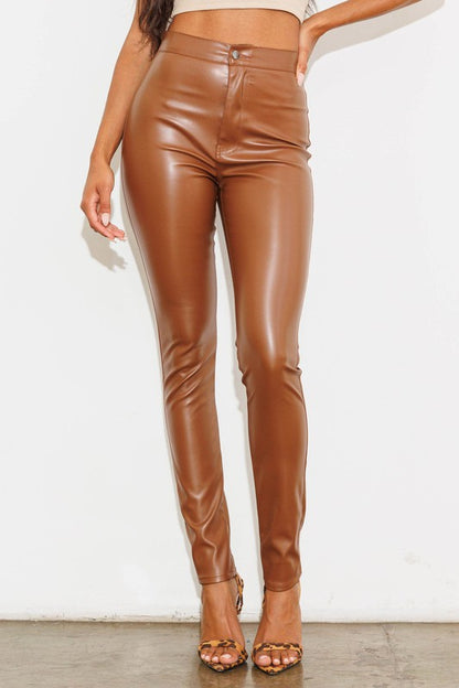 Between Us High Waisted Vegan Leather Skinny Pants