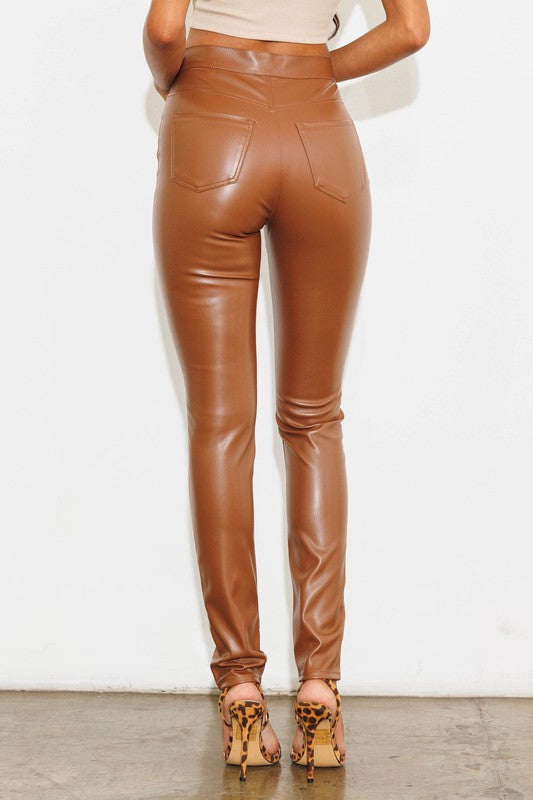 Between Us High Waisted Vegan Leather Skinny Pants