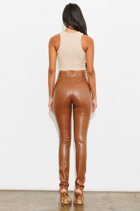 Between Us High Waisted Vegan Leather Skinny Pants