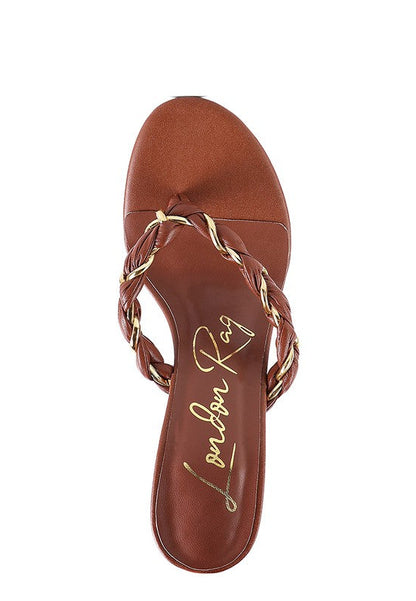Drama Gold Detail Pointed Toe High Heels Thong Mules