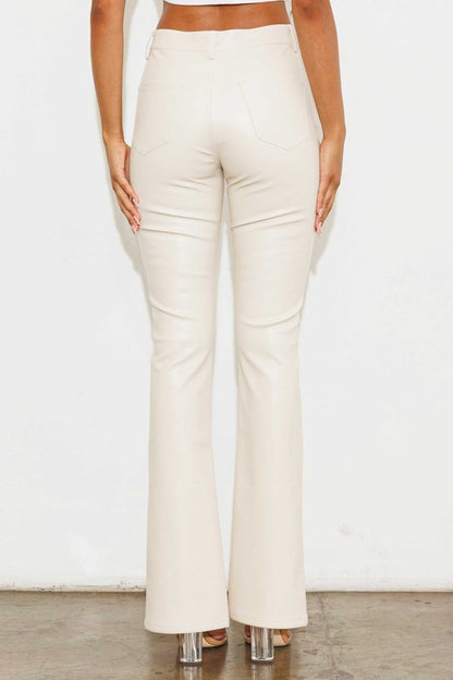 London Split Hem High Waist Faux Leather Pants