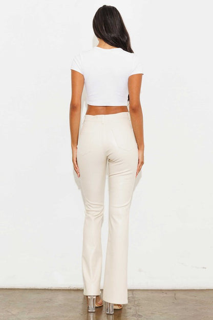 London Split Hem High Waist Faux Leather Pants