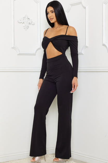 Cheers To That Open Shoulder Cutout Jumpsuit