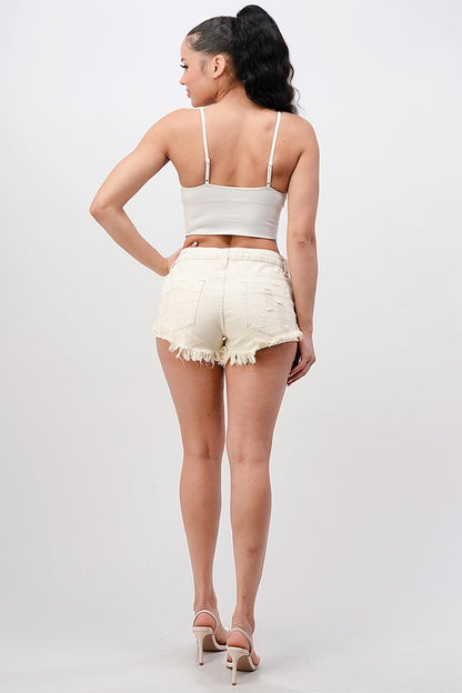 Itsy Bitsy Frayed Hem Denim Shorts