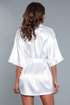 Prissy Short Sleeve Tie Front Satin Robe