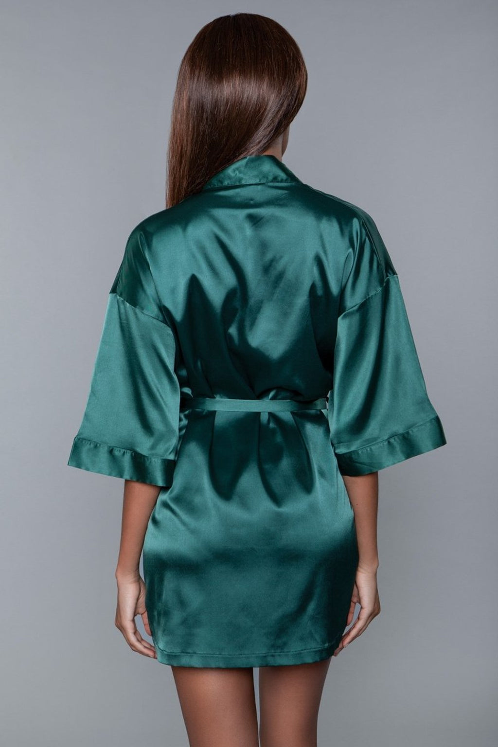 Prissy Short Sleeve Tie Front Satin Robe