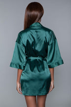 Prissy Short Sleeve Tie Front Satin Robe