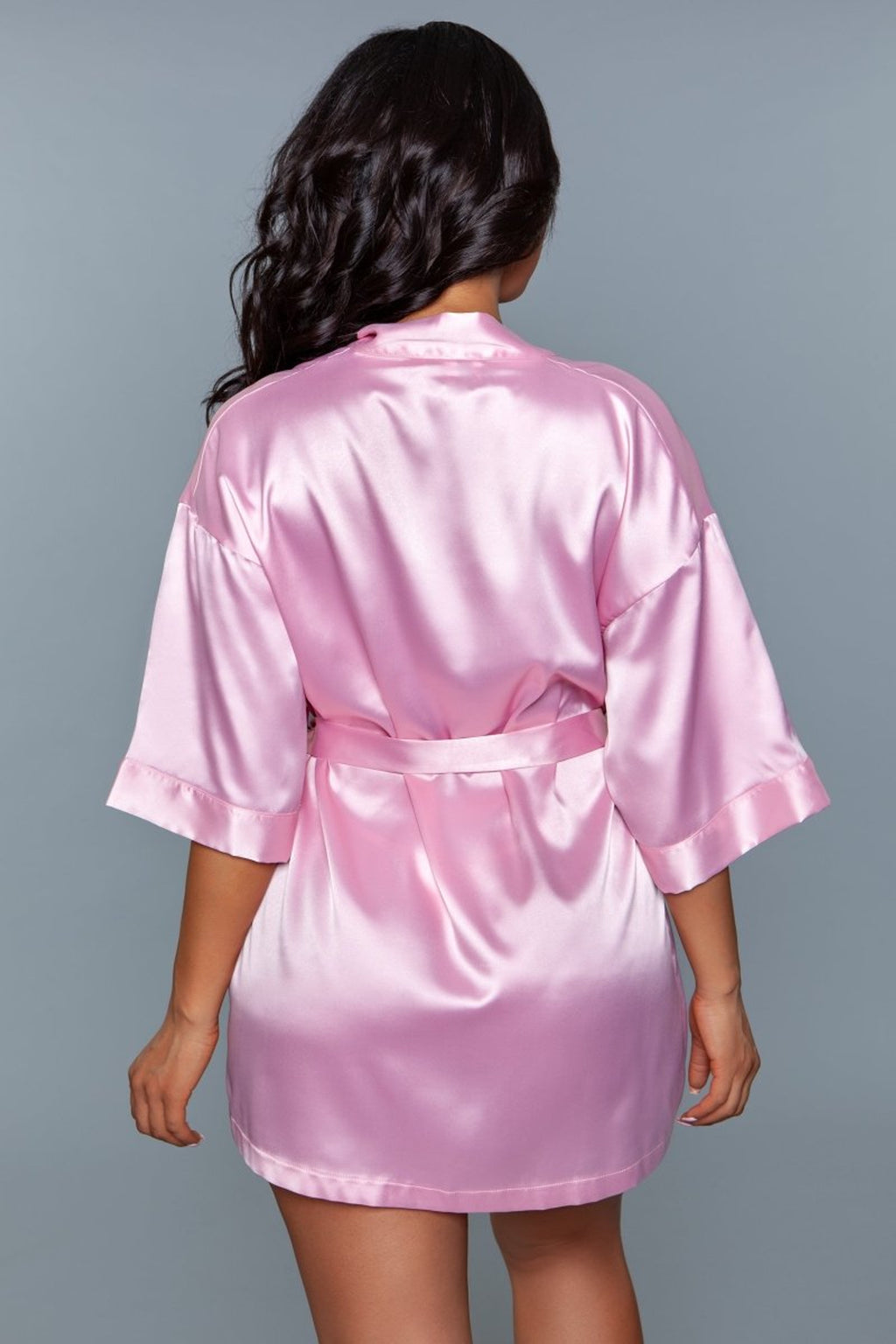 Prissy Short Sleeve Tie Front Satin Robe